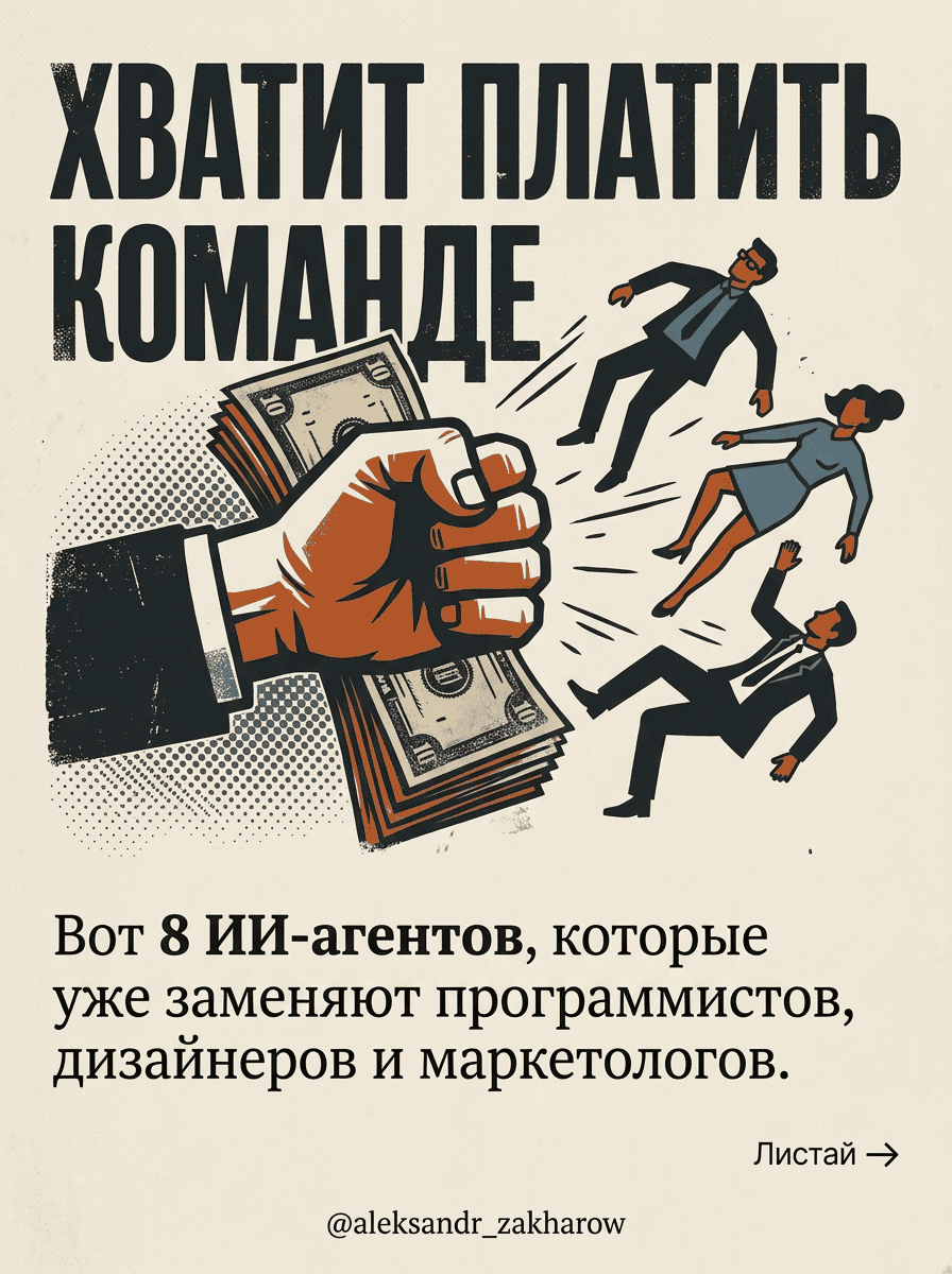 Пример слайда карусели про AI-агентов и команды